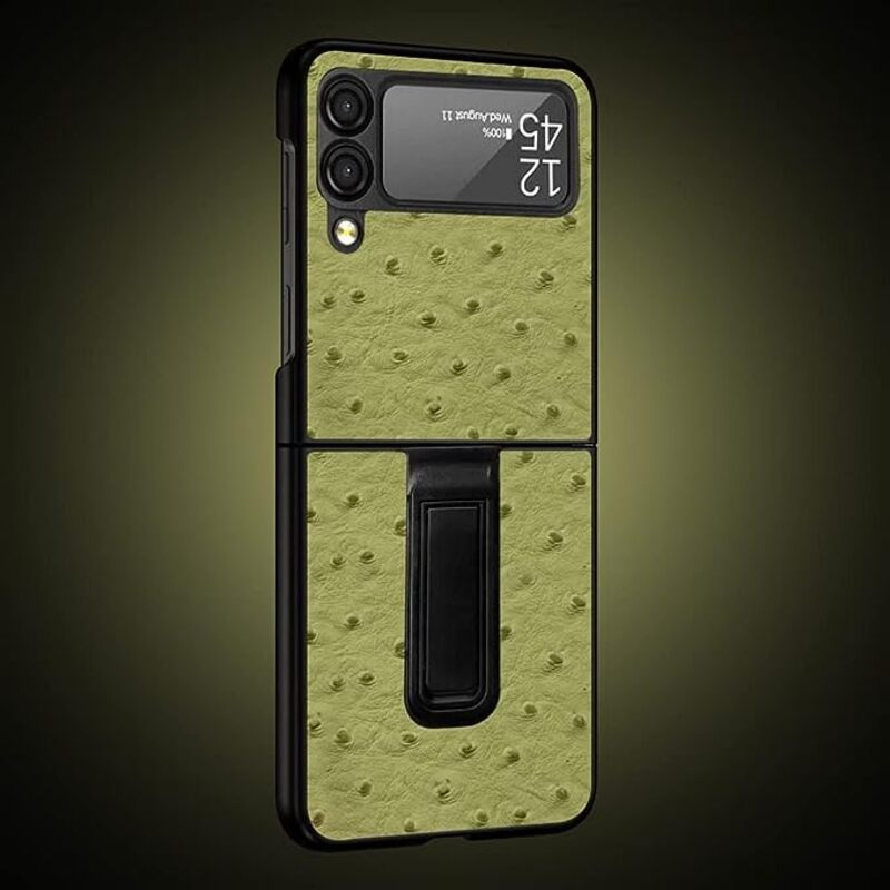 MARGOUN For Samsung Galaxy Z Flip 3 SHD Luxury Leather Case Crocodile Skin Pattern Cover with Foldable Kickstand (Green)